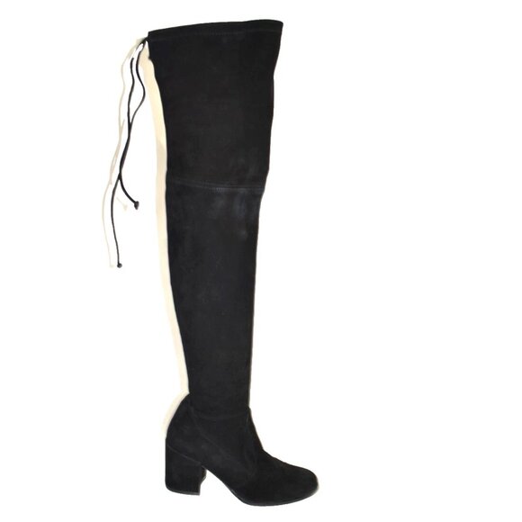New! Stuart Weitzman Tieland Suede OTK Boots Black Size 5.5 B S3355 DD485